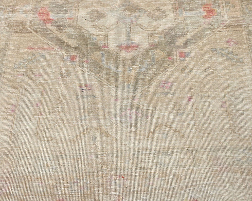 14 Ft Vintage Brown Persian Style Distressed Hand Knotted Low Pile Wool Runner Rug